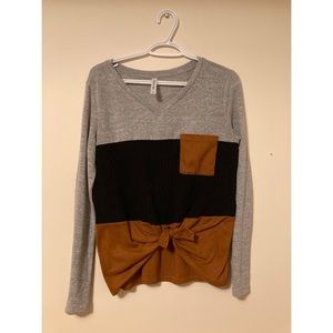 🎉BOGO! Womens long sleeve tie shirt size medium textured linen fall